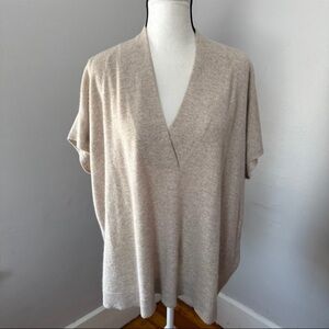 Vince Oversized V-Neck Sweater Light Heather Marzipan Wool Cashmere Size XS